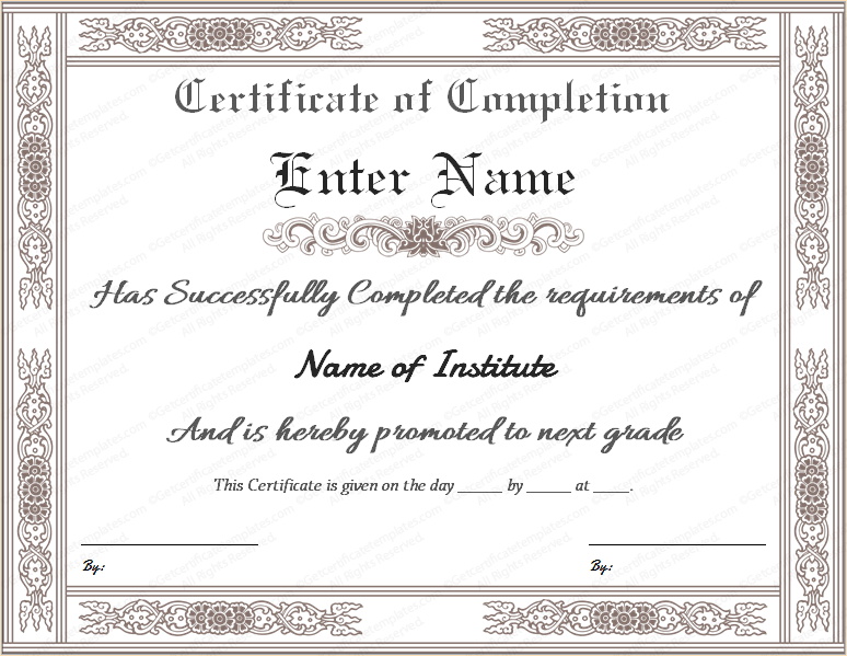 Certificate Of Completion Template Free Download from www.getcertificatetemplates.com