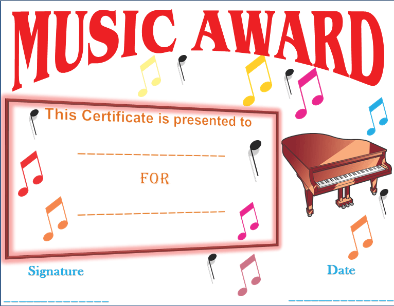 Certificate Template Music
