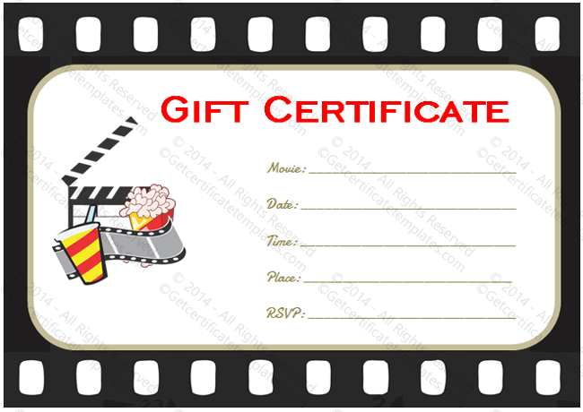 Movie Gift Certificate Template Free Printable