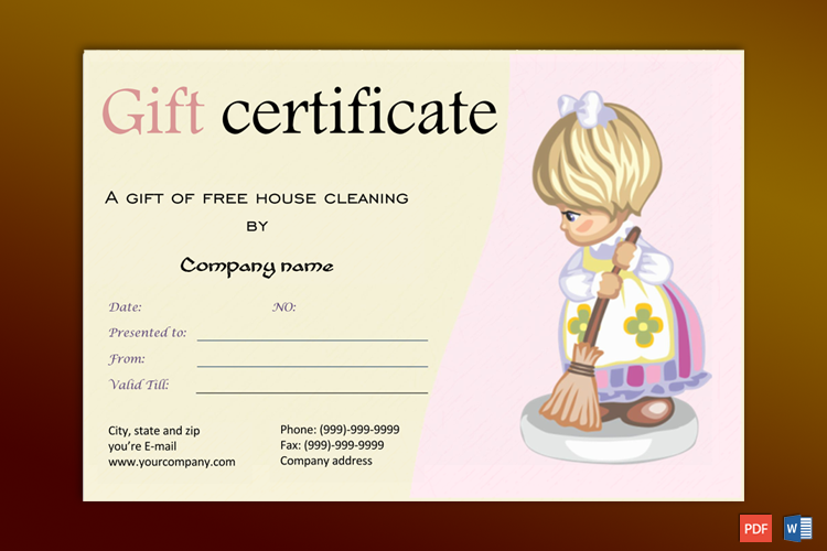 Cleaning Services Gift Certificate Template GCT