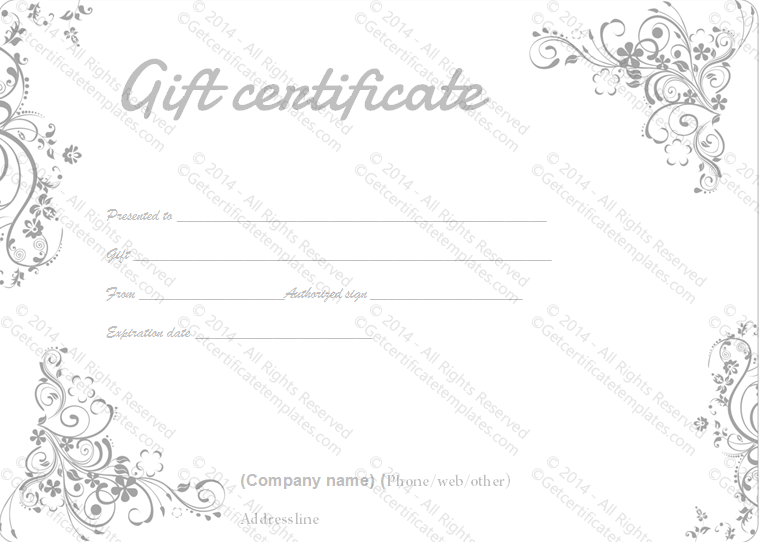 gray swirls gift certificate template