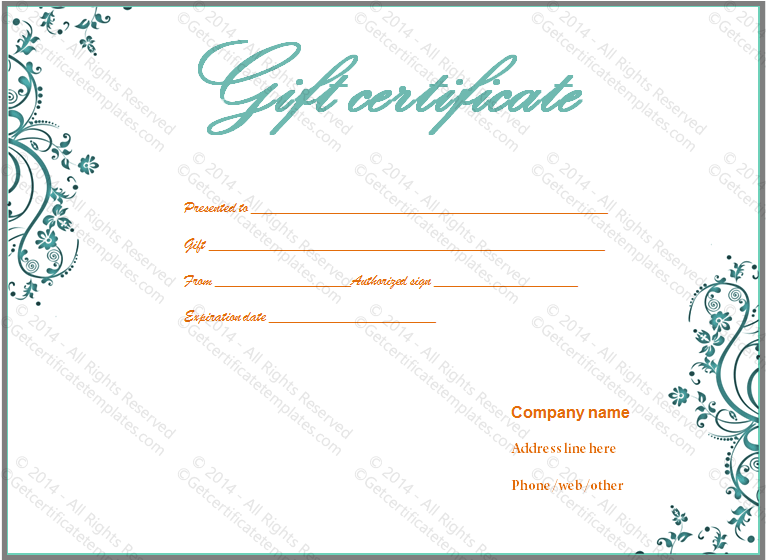 Reward Gift Certificate Template