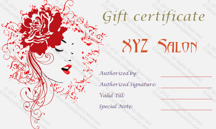 Artistic Salon Gift Certificate Template Back