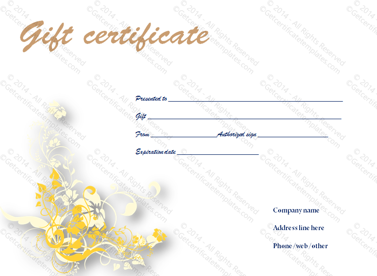 Valued Gift Certificate Template