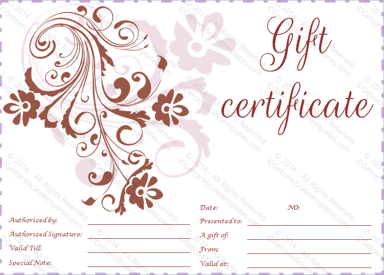 Classic Flowers Gift Certificate Template