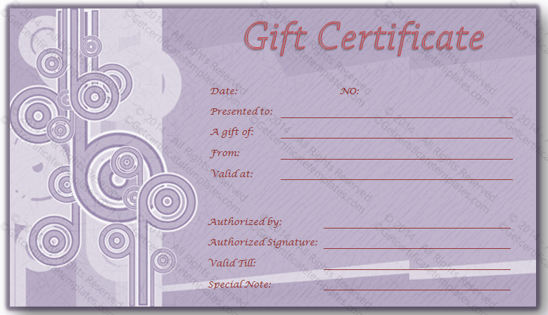 Credit Card Gift Certificate Template