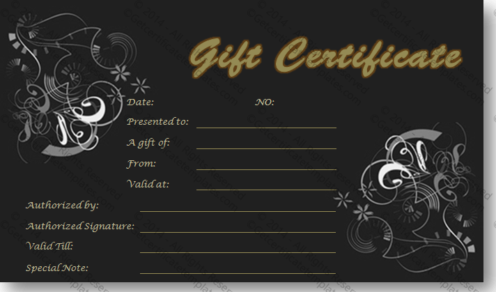 Gold in Black Gift Certificate Template