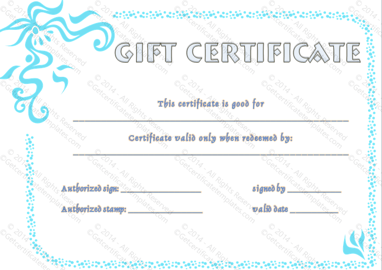 Pretty in Blue Gift Certificate Template