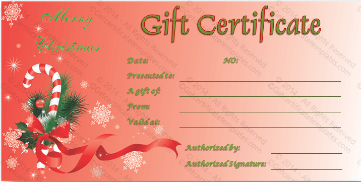 Merry Christmas Gift Certificate Template PR