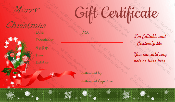 Santa Sticks Christmas Gift Certificate Template PR