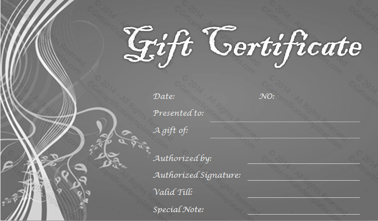 Silver Lines Gift Certificate Template PR