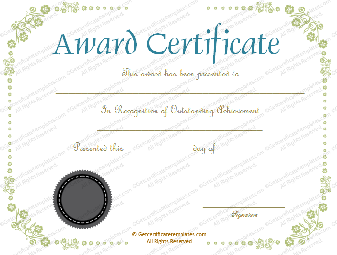 Award Certificate with Flower Border