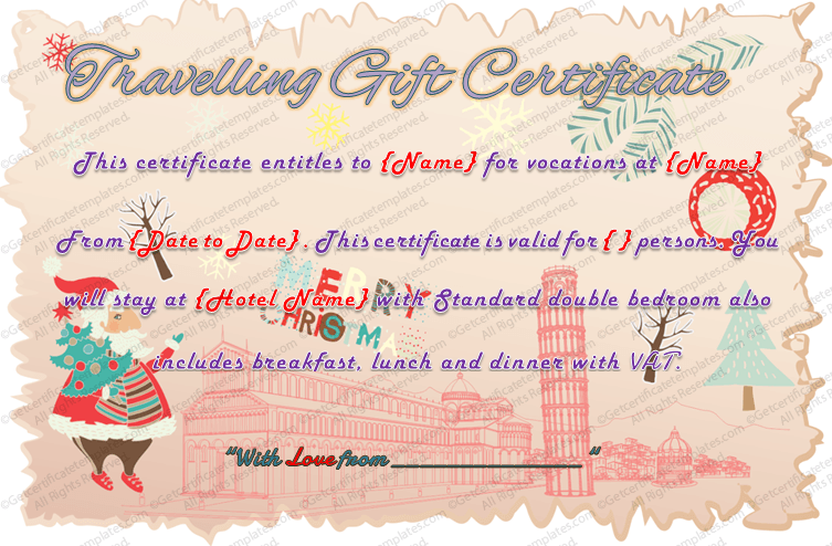 Travel Gift Certificate Template