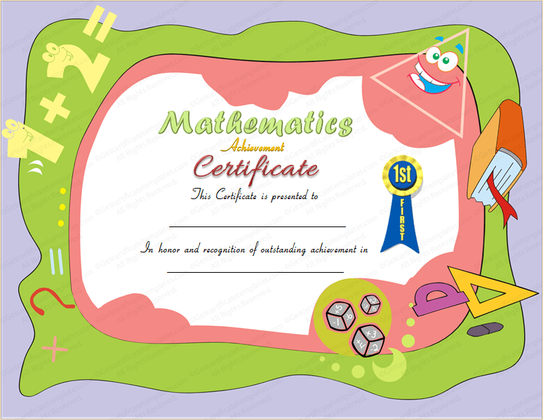 Award Certificate for Mathematics