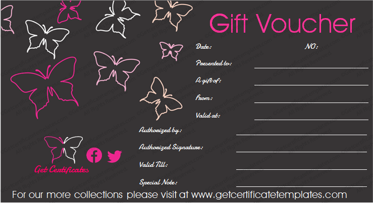 Butterfly in Black Gift Certificate Template