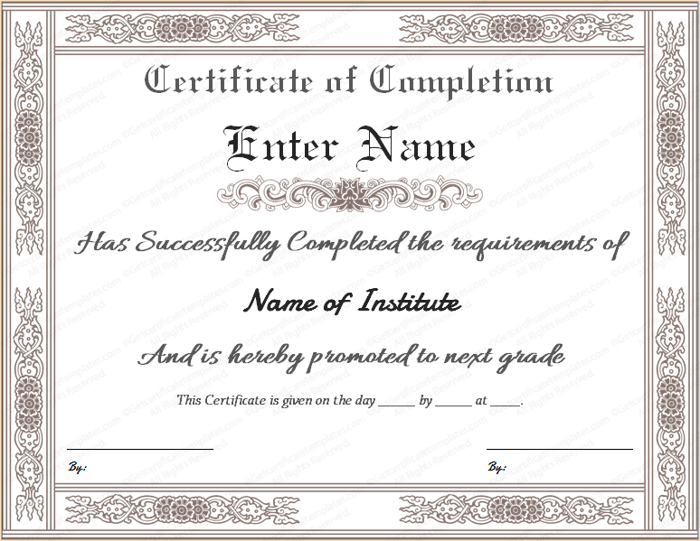 Certificate of Completion Template