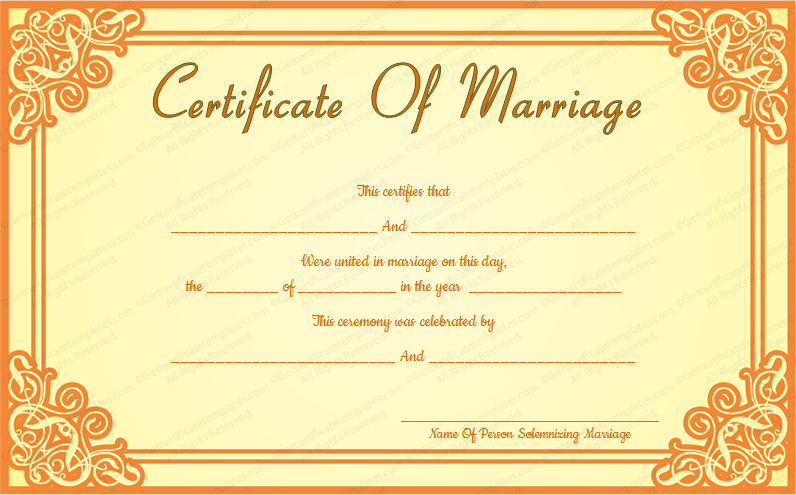 free wedding certificate template