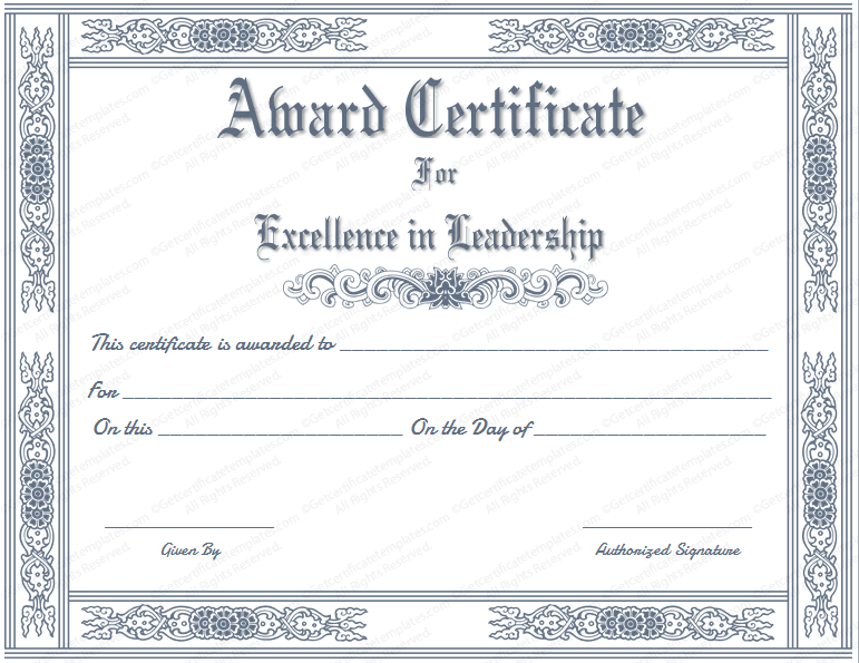 best leader award certificate