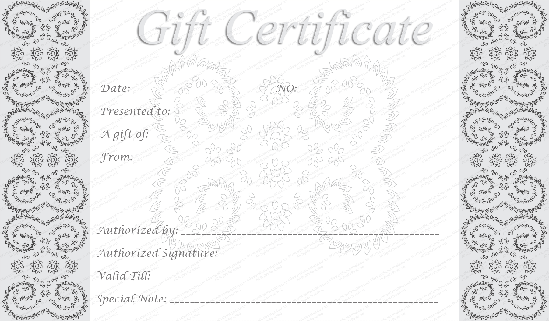 Printable Gift Certificate Template