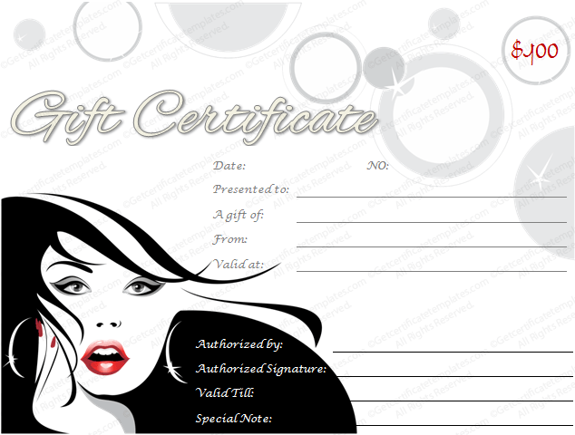printable spa and saloon gift certificate template