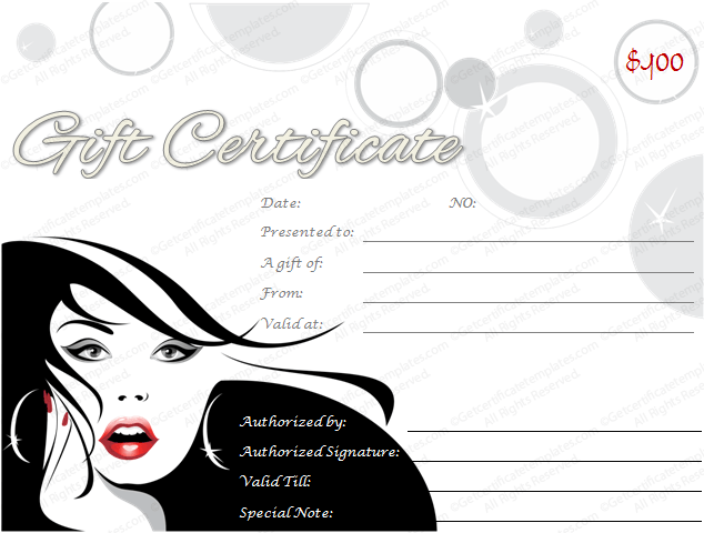 Printable Spa and Salon Gift Certificate Template