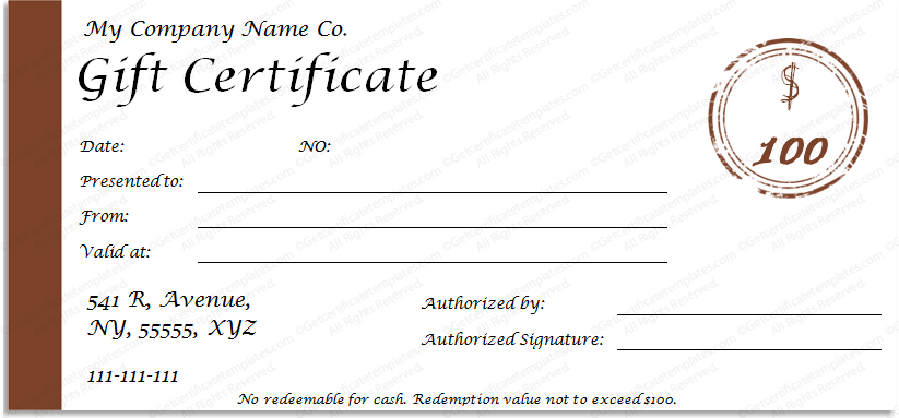 one note simple gift certificate template