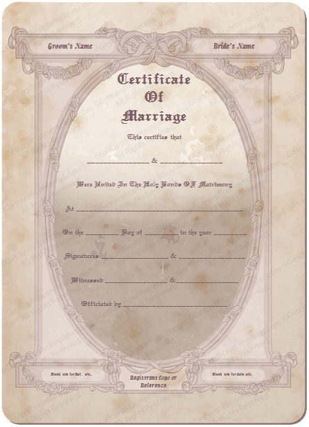 Traditional Frame Marriage Certificate Template