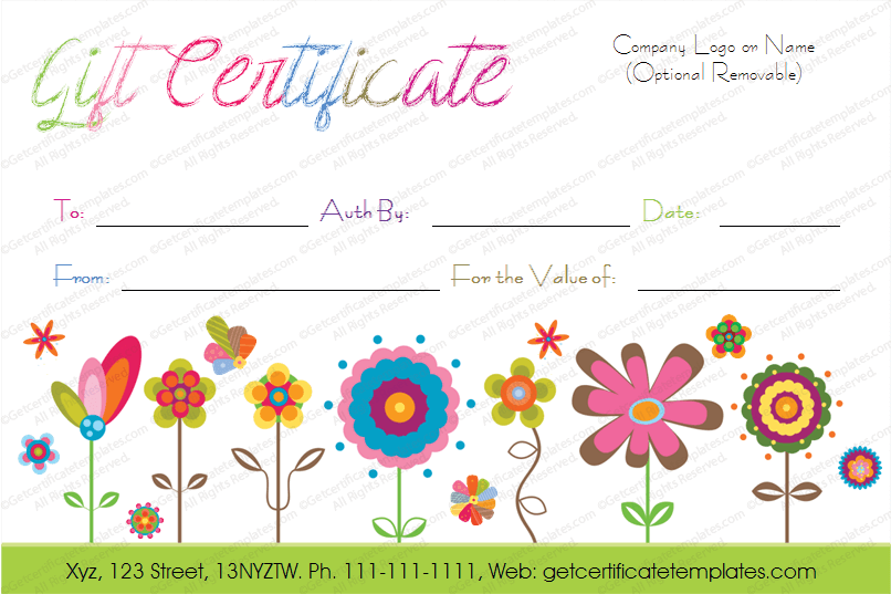 Printable Artistic Blossoms Gift Certificate Template