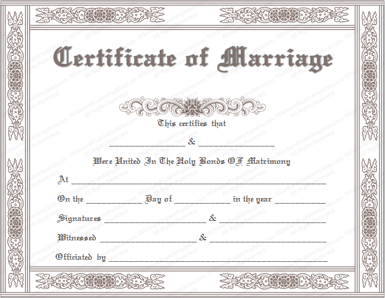 Classic Marriage Certificate Template