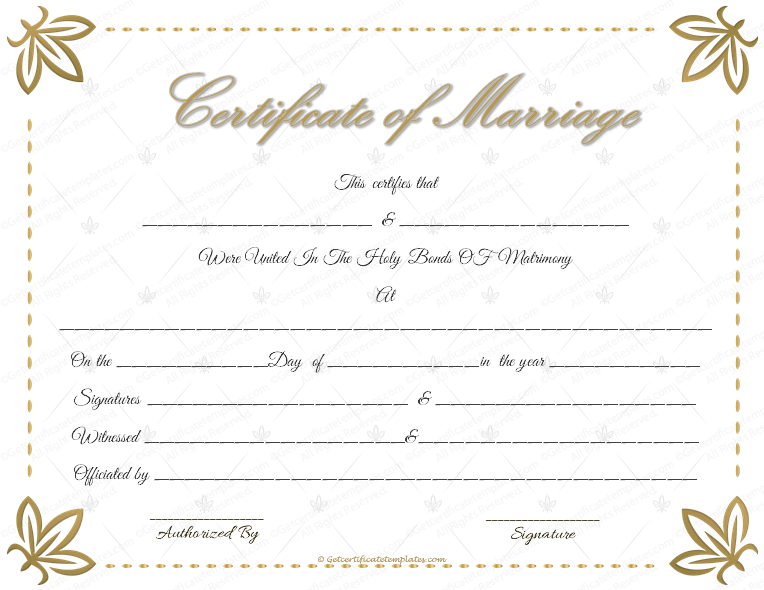 Dazzling Flowers Marriage Certificate Template