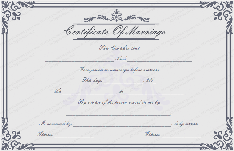 Dignified Marriage Certificate Template PR