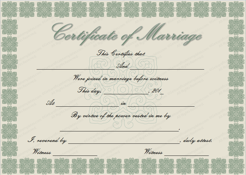 Elegant Marriage Certificate Template