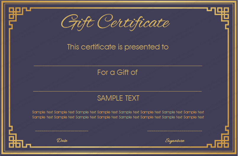 Royal Blue Gift Certificate Template