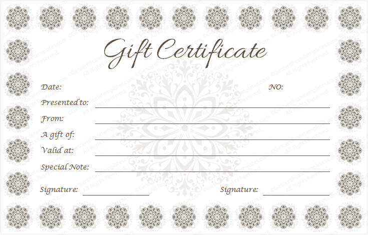 Snow Flowers Gift Certificate Template
