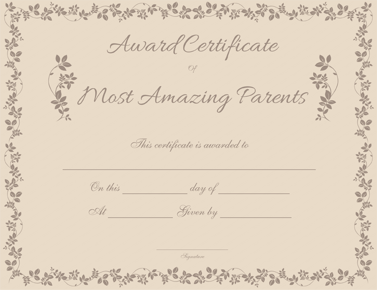 parents award certificate template