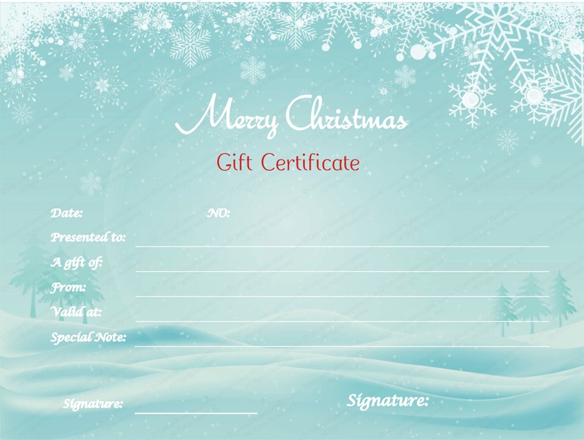 Love n Snow Gift Certificate Template