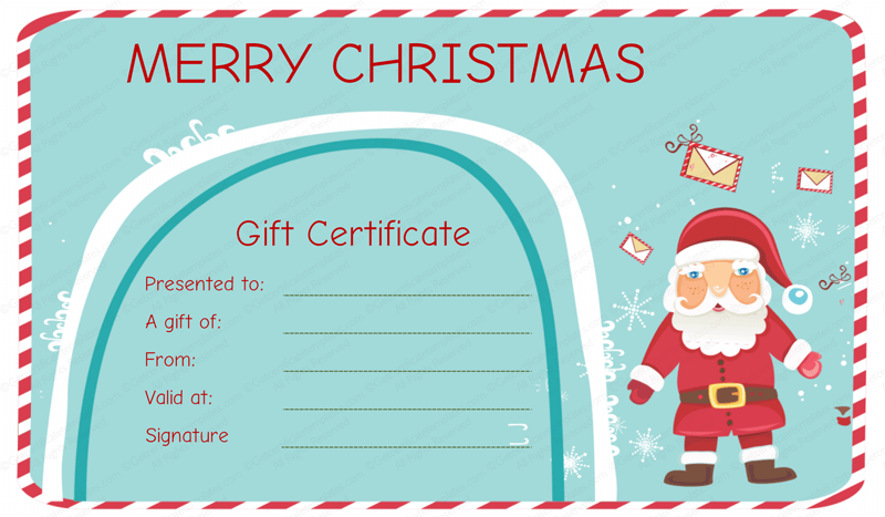 Gift Card from Santa Template  Christmas Gift Voucher Printable