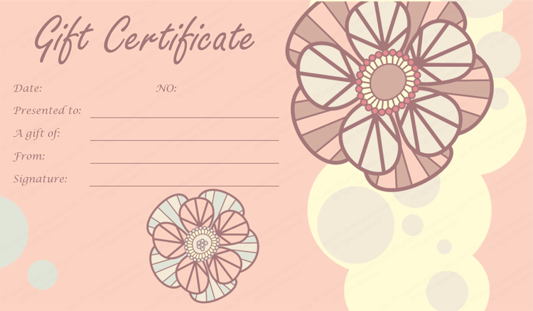 Tea Pink Flowers Gift Certificate Template