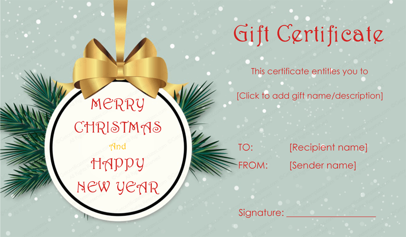 Tree Badge Christmas Gift Certificate Template