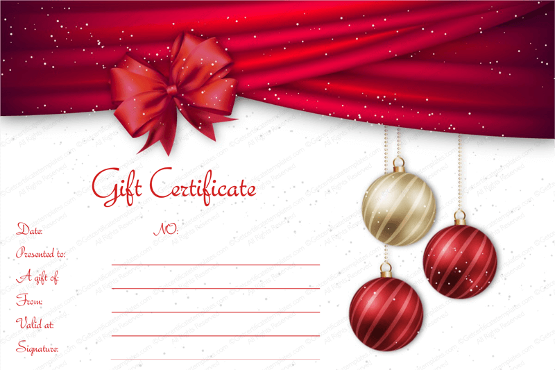 Velvet Ribbons Christmas Gift Certificate Template