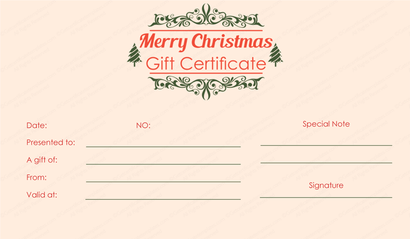 Vintage Christmas Gift Certificate Template