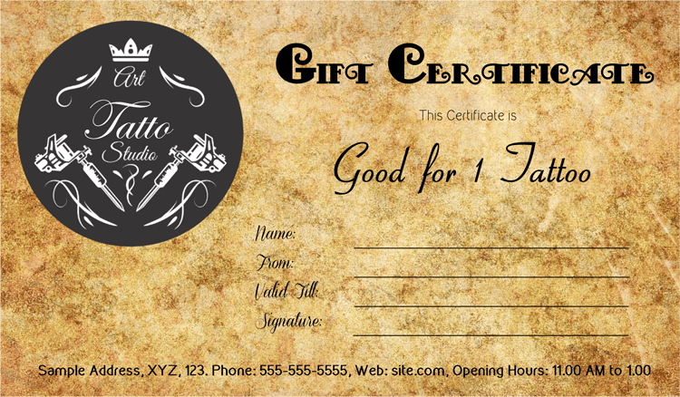 tattoo certificate template