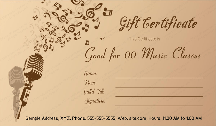 Music Menia Gift Certificate Template