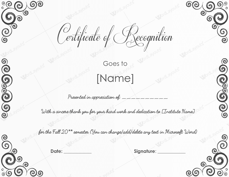 free award certificate