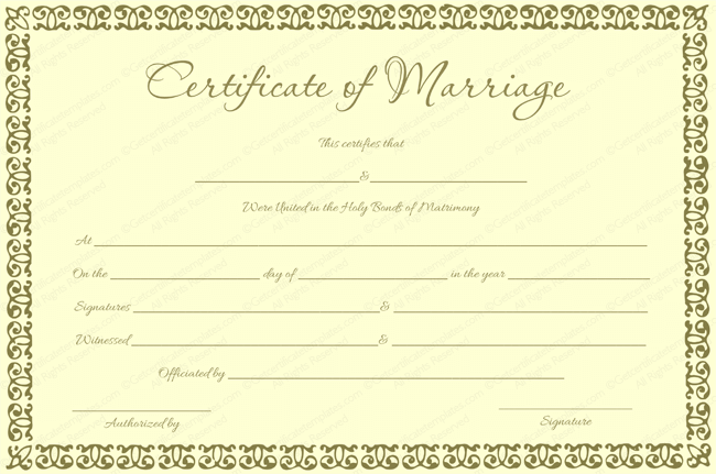 fake marriage certificate template