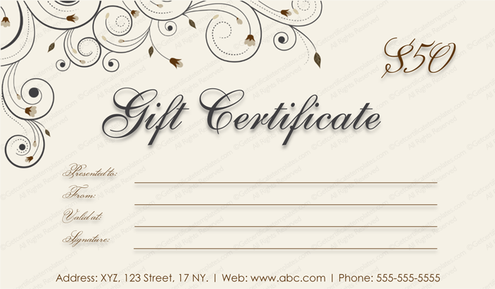 Spring blossoms Gift Certificate Template