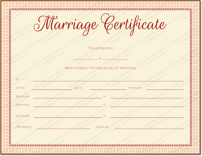 printable fake marriage certificate template