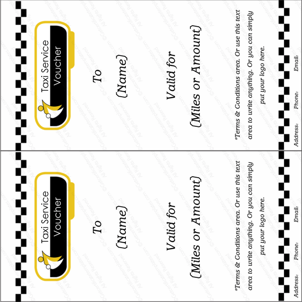 taxi service gift certificate template