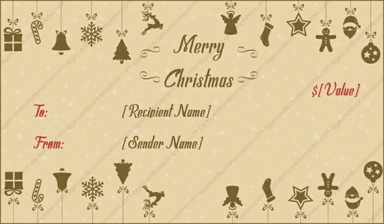 Gift certificate templates for Christmas
