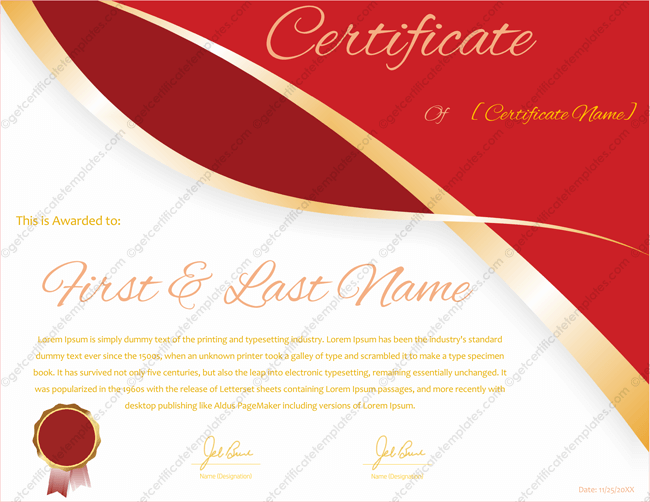 Free Award Template Red